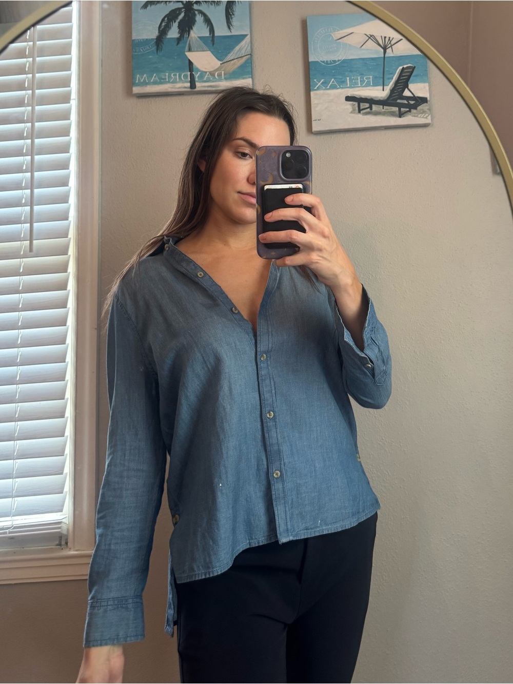 Melrose and Market Washed Blue Button-Down Shirt
